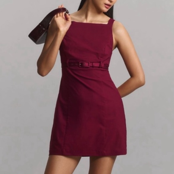 Nwt Maeve By Anthropologie Sleeveless Boat Neck Mini Dress In Wine